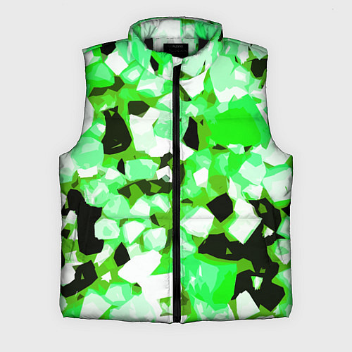 Мужской жилет Green and white abstraction on a black background / 3D-Черный – фото 1