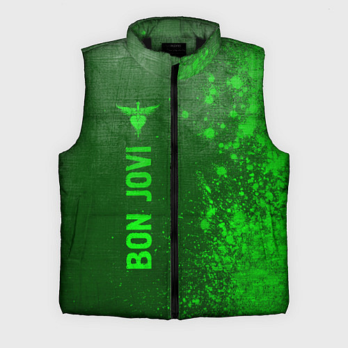 Мужской жилет Bon Jovi - green gradient по-вертикали / 3D-Черный – фото 1