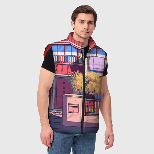 Мужской жилет Lo-fi японский стиль улица / 3D-Красный – фото 3