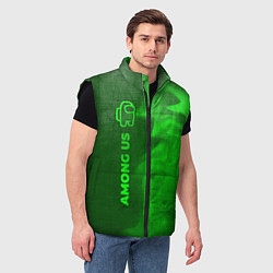 Мужской жилет Among Us - green gradient по-вертикали, цвет: 3D-черный — фото 2