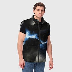 Мужской жилет Синий разлом на черной плите текстура, цвет: 3D-светло-серый — фото 2