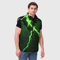 Мужской жилет Зеленая неоновая молния, цвет: 3D-светло-серый — фото 2