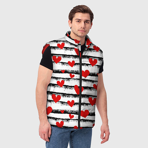 Мужской жилет Паттерн с полосками и сердечками / 3D-Красный – фото 3