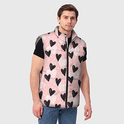 Мужской жилет Романтичный паттерн с сердечками на розовом фоне, цвет: 3D-светло-серый — фото 2