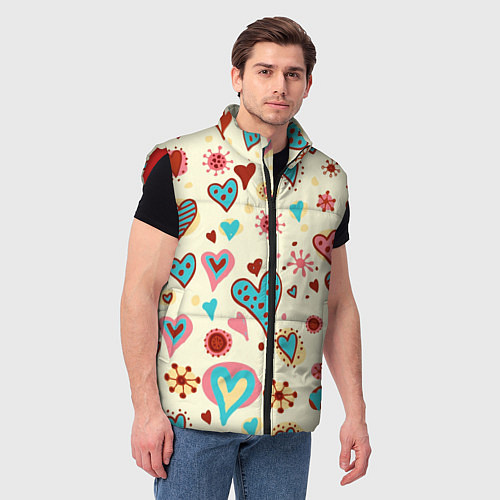 Мужской жилет Цветные сердечки / 3D-Красный – фото 3
