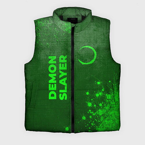Мужской жилет Demon Slayer - green gradient вертикально / 3D-Черный – фото 1