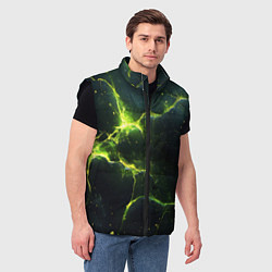 Мужской жилет Разбитая плита с зеленым светом, цвет: 3D-черный — фото 2
