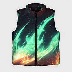 Мужской жилет Зеленое абстрактное пламя, цвет: 3D-светло-серый