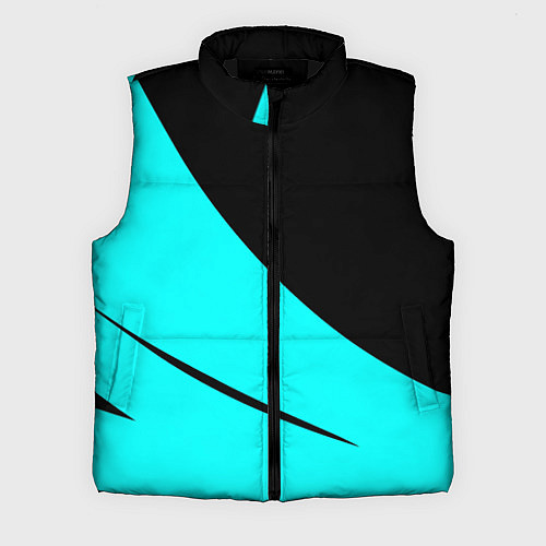 Мужской жилет Чёрный и неоновый голубой двуцветный с полосой / 3D-Черный – фото 1