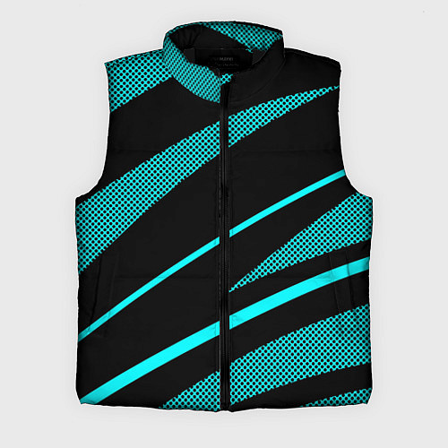 Мужской жилет Чёрный с голубым полосы текстура / 3D-Черный – фото 1