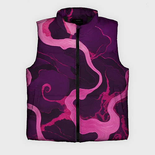 Мужской жилет Узоры фиолетового и розового цвета / 3D-Черный – фото 1