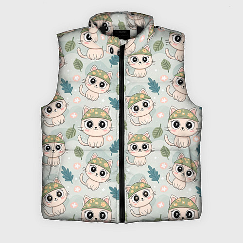 Мужской жилет Кошачий камуфляж каваи / 3D-Черный – фото 1