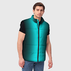 Мужской жилет Чёрный и неоновый голубой градиент по центру, цвет: 3D-черный — фото 2