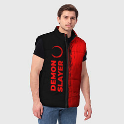 Мужской жилет Demon Slayer - red gradient по-вертикали, цвет: 3D-черный — фото 2