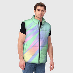 Мужской жилет Светлый зелёный мятный с полосами градиент, цвет: 3D-черный — фото 2