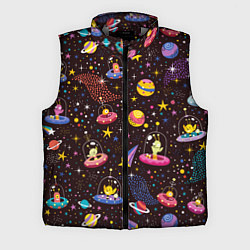 Мужской жилет Мультяшные космические обитатели, цвет: 3D-светло-серый