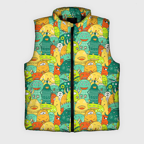 Мужской жилет Весёлые монстрики пришельцы / 3D-Черный – фото 1