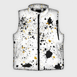 Мужской жилет Черные и золотистые пятна краски на белом фоне, цвет: 3D-черный