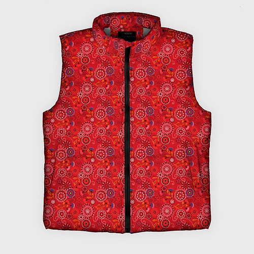 Мужской жилет Алый красный деревенский абстрактный узор / 3D-Светло-серый – фото 1