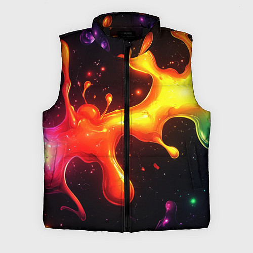 Мужской жилет Радужные кляксы на черном фоне / 3D-Черный – фото 1