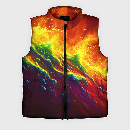 Мужской жилет Абстрактные волны с огнем / 3D-Красный – фото 1