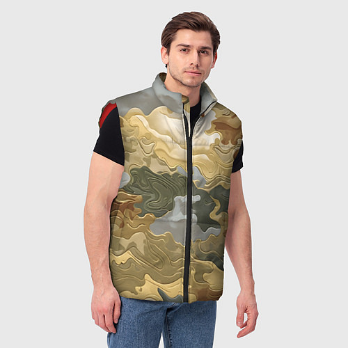 Мужской жилет Золотистый камуфляж / 3D-Красный – фото 3
