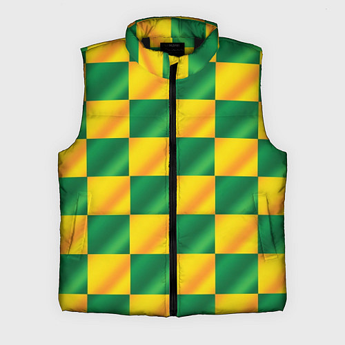 Мужской жилет Желтый и зеленый геометрический паттерн / 3D-Черный – фото 1