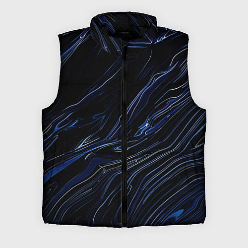 Мужской жилет Чёрно-синий абстракция линии / 3D-Черный – фото 1