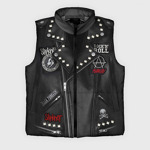Мужской жилет Косуха с нашивками Slipknot / 3D-Светло-серый – фото 1