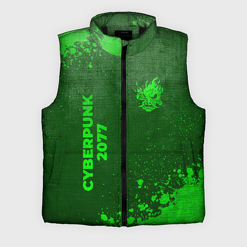 Мужской жилет Cyberpunk 2077 - green gradient вертикально / 3D-Черный – фото 1