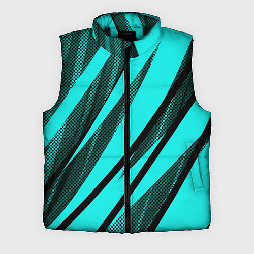 Мужской жилет Неоновый голубой с чёрным абстракция с полосами / 3D-Черный – фото 1