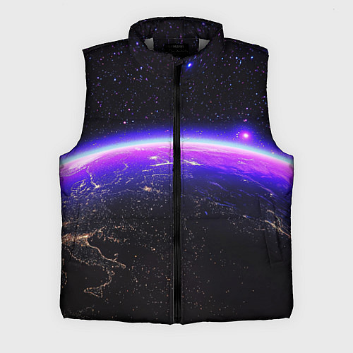 Мужской жилет Планета и неоновое свечение / 3D-Светло-серый – фото 1