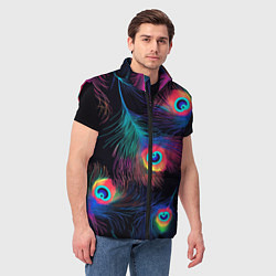 Мужской жилет Павлиньи перья - разные оттенки, цвет: 3D-черный — фото 2