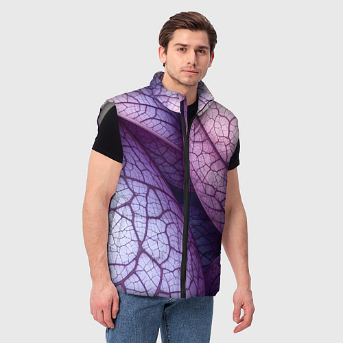 Мужской жилет Прожилки экзотического растения / 3D-Светло-серый – фото 3
