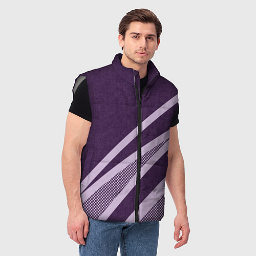 Мужской жилет Фиолетовый абстрактный с полосой / 3D-Светло-серый – фото 3