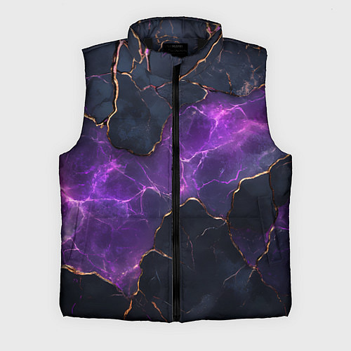 Мужской жилет Фиолетовый разлом с молниями / 3D-Черный – фото 1