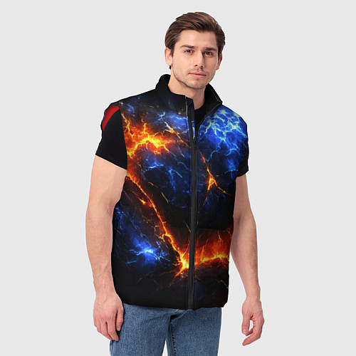 Мужской жилет Лада и лед в разломе плит / 3D-Красный – фото 3