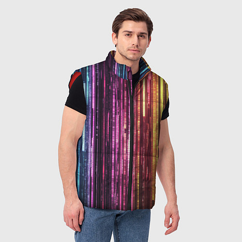 Мужской жилет Неоновый и переливающийся киберпанк узор / 3D-Красный – фото 3