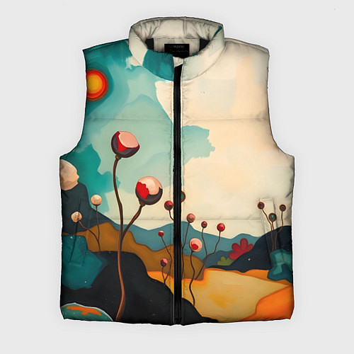 Мужской жилет Сюрреалистичный пейзаж с цветами / 3D-Черный – фото 1