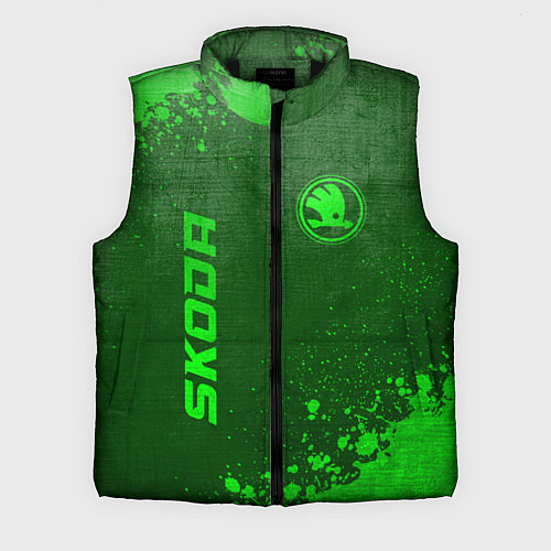 Мужской жилет Skoda - green gradient вертикально / 3D-Черный – фото 1
