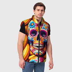 Мужской жилет Цветочный череп среди бананов - нейроарт, цвет: 3D-красный — фото 2