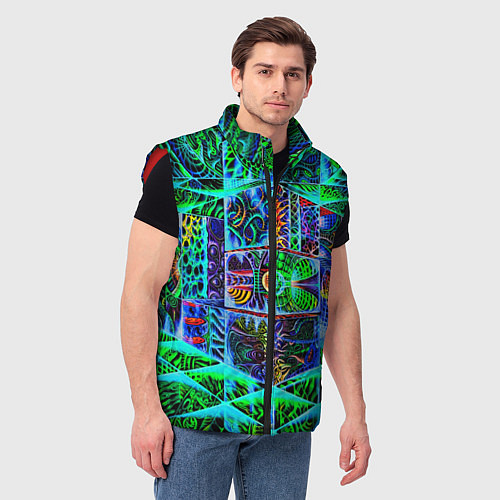 Мужской жилет Психоделика узор кислотный / 3D-Красный – фото 3