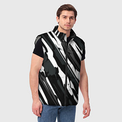 Мужской жилет Разводы белым на черном, цвет: 3D-светло-серый — фото 2
