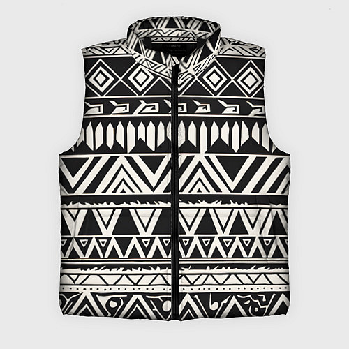 Мужской жилет Черно белый орнамент в этническом стиле / 3D-Черный – фото 1