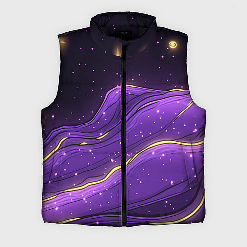 Мужской жилет Фиолетовая текстура с золотыми звездочками / 3D-Черный – фото 1