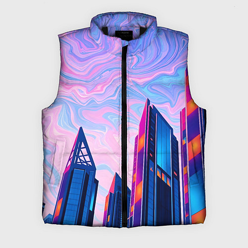 Мужской жилет Абстракция с небоскребами / 3D-Черный – фото 1