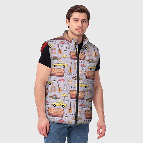 Мужской жилет Друзья - паттерн / 3D-Красный – фото 3