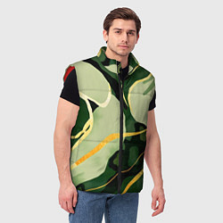 Мужской жилет Зеленый природный паттерн, цвет: 3D-красный — фото 2