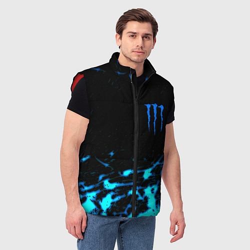 Мужской жилет Monster energy голубые краски / 3D-Красный – фото 3