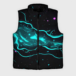 Мужской жилет Голубые неоновые волны текстура, цвет: 3D-черный